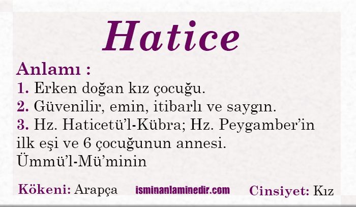 hatice isminin anlami
