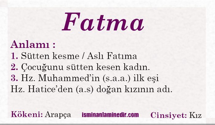 fatma isminin anlami