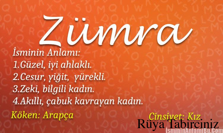 zumra isminin anlami